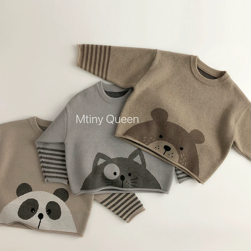 Карикатурный демисезонный детский вязаный свитер для мужчин и женщин, корейский стиль, европейский стиль