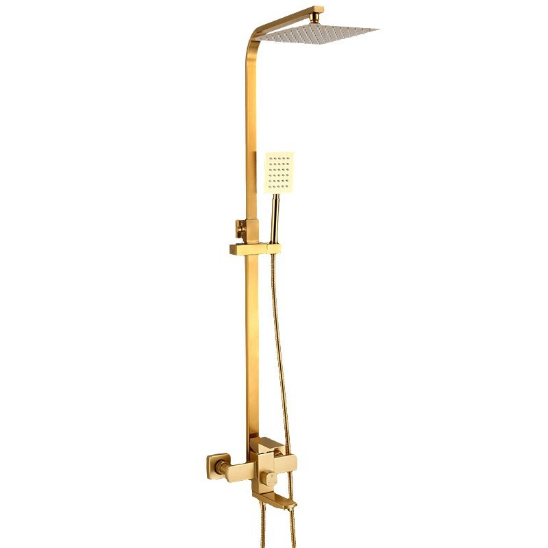 Ducha de acero inoxidable negro conjunto de boquilla de ducha de oro dibujado pared tipo ducha de comercio exterior fábrica transfronteriza al por mayor