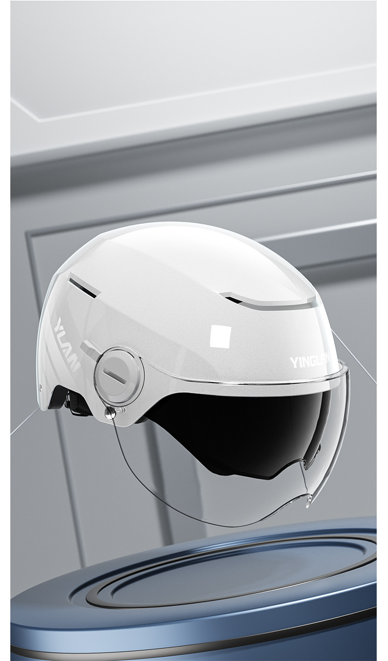 Yinglan Helmet Men's Electric Vehicle 3C Certified Summer Sun Protection Lightweight Double Mirror Women's Half Helmet Safety Motorcycle Cap