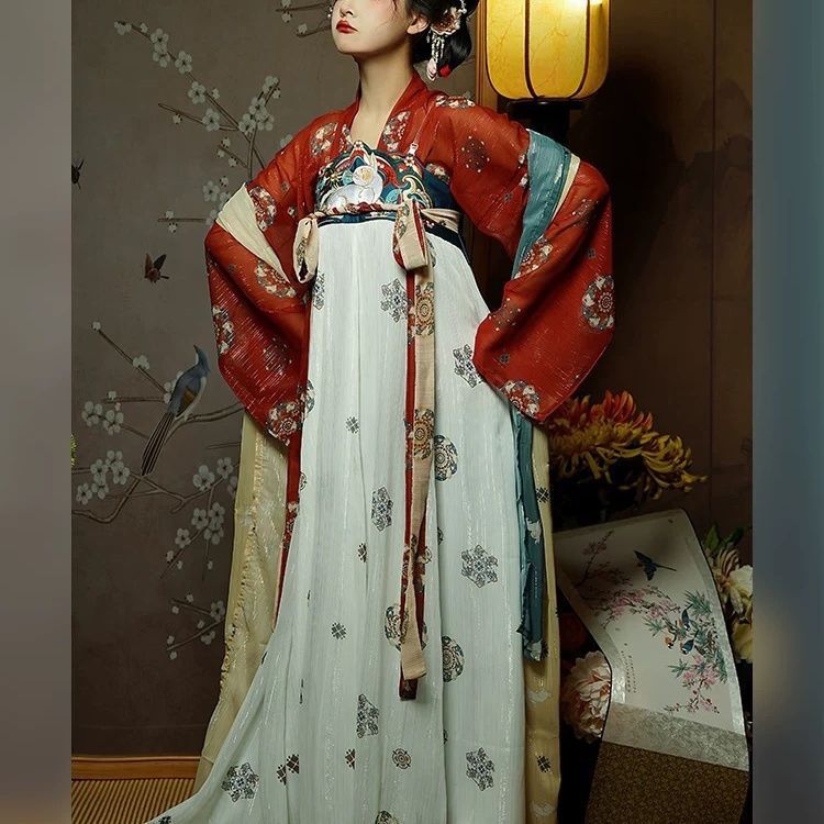 Original Tang Dynasty-Style Hanfu for Women 【Gilded Night Banquet】 Heavy Embroidery Style, Chest-Length Skirt, Ethereal and Flowing, Summer Ancient Costume