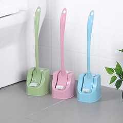 Dual-Sided Thick Long Handle Corner Cleaning Bathroom Toilet Cleaning Gap Brush Set Random Color