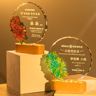 Creative Crystal Trophy Custom-Made Luminous Glass Custom-Made Company Event Annual Meeting Award Commemorative Ornaments Medal Customization