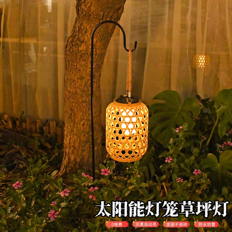 Solar Anti-bamboo Lantern Outdoor Waterproof Floor Lawn Light Garden Hanging Light Atmosphere Garden Light Chinese Night Light