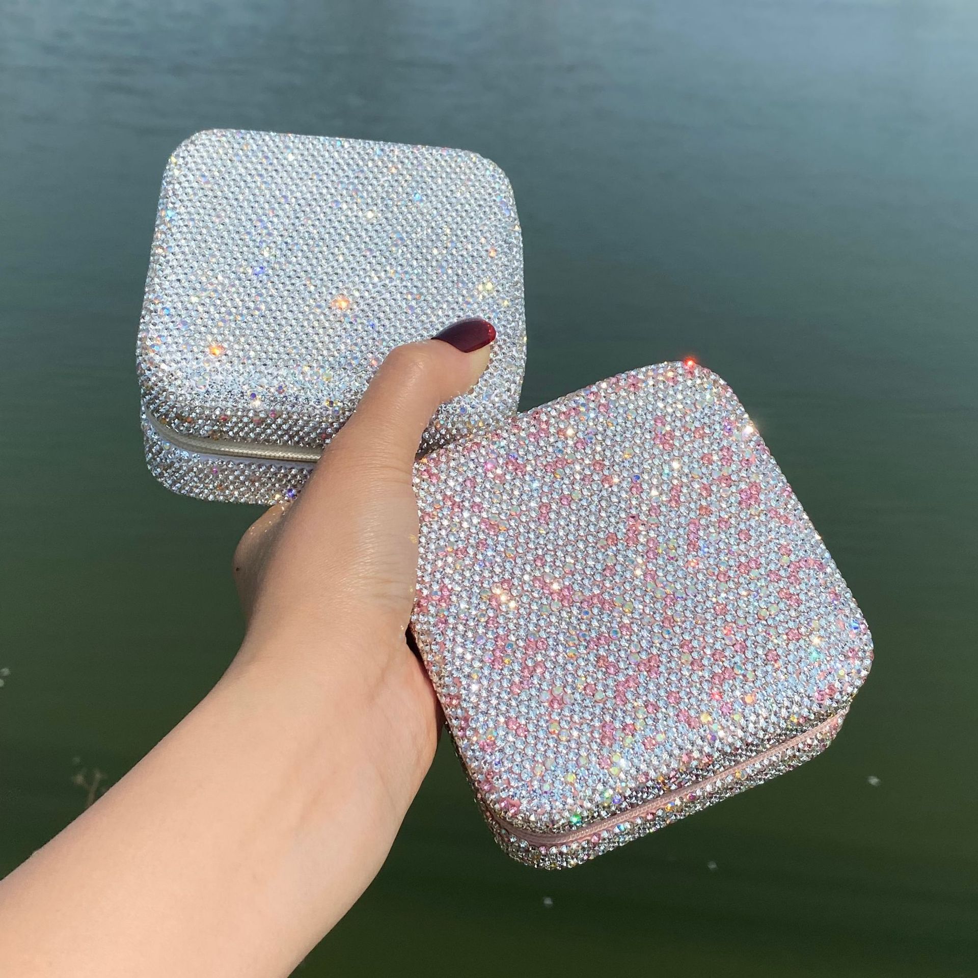 253g Weight Jewelry Boxes Classification Leather Material Glittery, Solid Color Pattern Leather Glittery Solid Color Jewelry Boxes 9