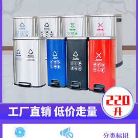 商场带盖二三四分类不锈钢脚踏式垃圾桶厨房干湿分离商用大号容量