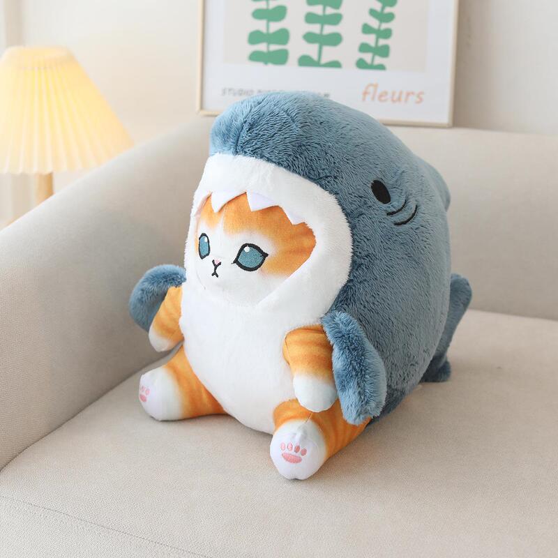 Cartoon Shark Cat Transformation Doll Shark Cat Doll Children's Sleeping Pillow Doll Plush Toy Creative Gift