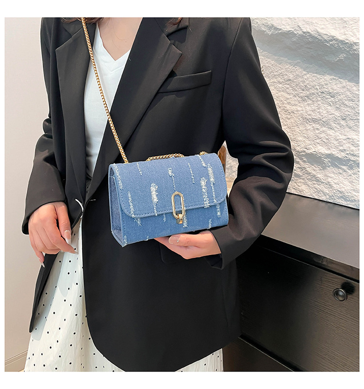 Shoulder Bag Bags Type Women's Small Cloth Solid Color Classic Style Chain Square Lock Clasp Shoulder Bag