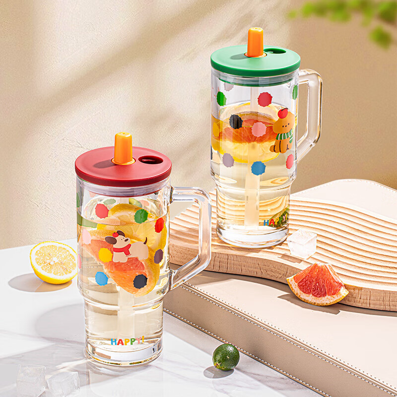 Bingba Cup New Super Large Capacity Suction Tube Cup ins Glass Water Cup Girls' High-value Office Water Cup Cross-border Bingba Cup New Super Large Capacity Suction Tube Cup ins Glass Water Cup Girls' High-value Office Water Cup Cross-border