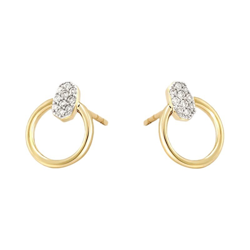 Pendientes de diamantes con círculos geométricos simples para mujer s925 plata de ley moda europea y americana, pendientes de lujo ligero, sentido de alta gama