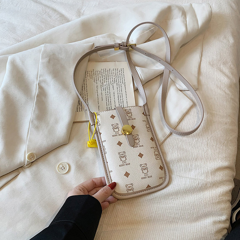 Bolsa de teléfono móvil al por mayor bolsa de mujer nueva bolsa de mensajero de nicho bolsa cuadrada pequeña vertical estilo coreano impreso mini bolsa pequeña Linda