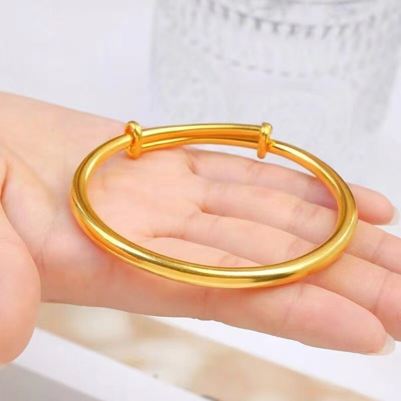 Sand Gold Jewelry Frosted Round Belly Push-Pull Bracelet Women's Niche Design Imitation Gold Non-Fading Ancient Heritage Bracelet