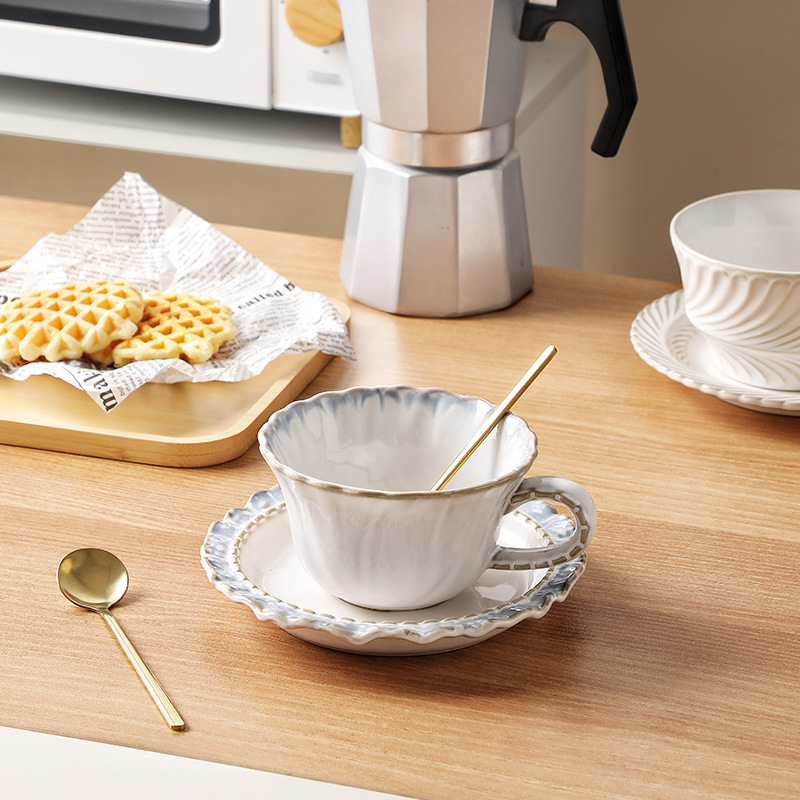 煙青陶磁器窯変宮廷風下昼寝茶陶磁器コーヒーカップ皿に格調紅茶コーヒー牛乳カップがある|undefined
