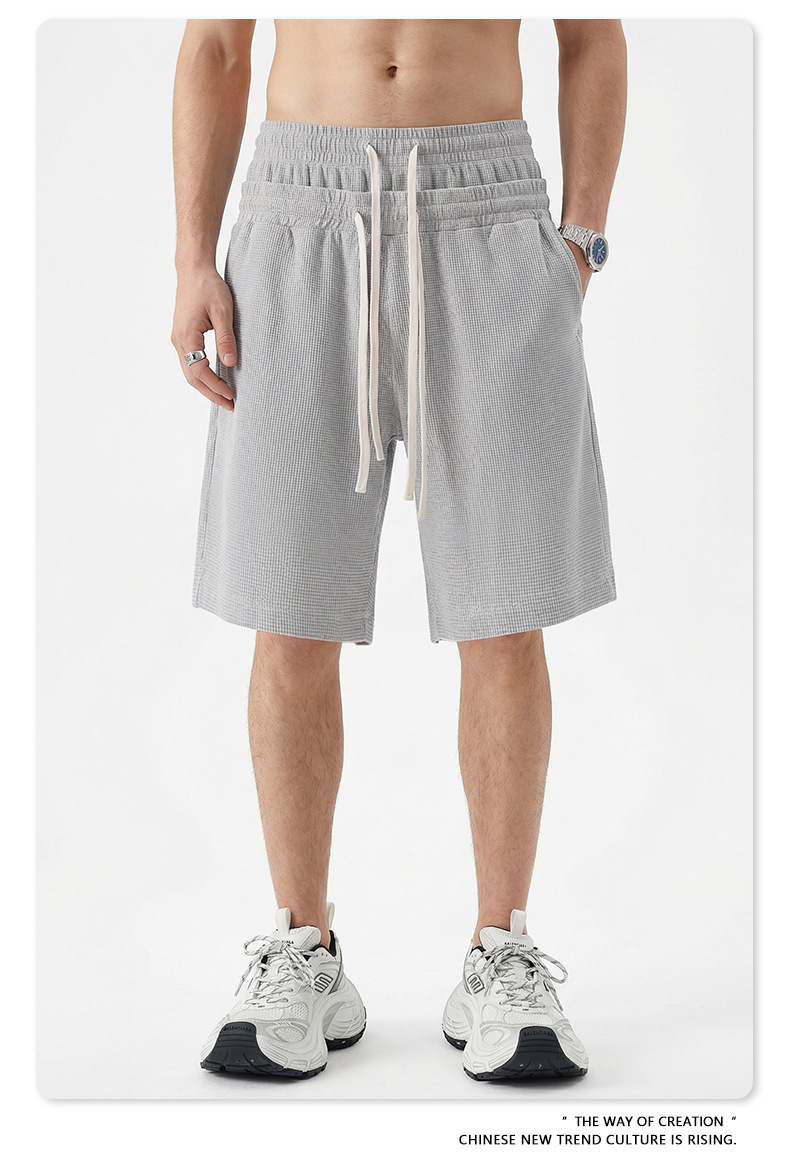 Herren Freizeitshorts Mit Waffelstruktur Und Kordelzug Bund_voghion.com