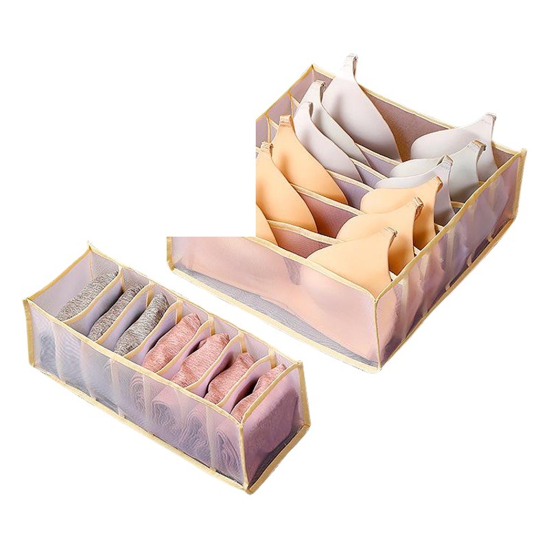 Caja de almacenamiento de ropa interior de malla doméstica caja de acabado de ropa interior armario compartimento de almacenamiento caja de sujetador conjunto de tres piezas tipo cajón