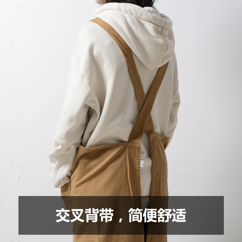 Delantal de algodón transfronterizo de Amazon correa cruzada tienda de flores arte estudiante jardinería ropa de trabajo delantal logotipo personalizado