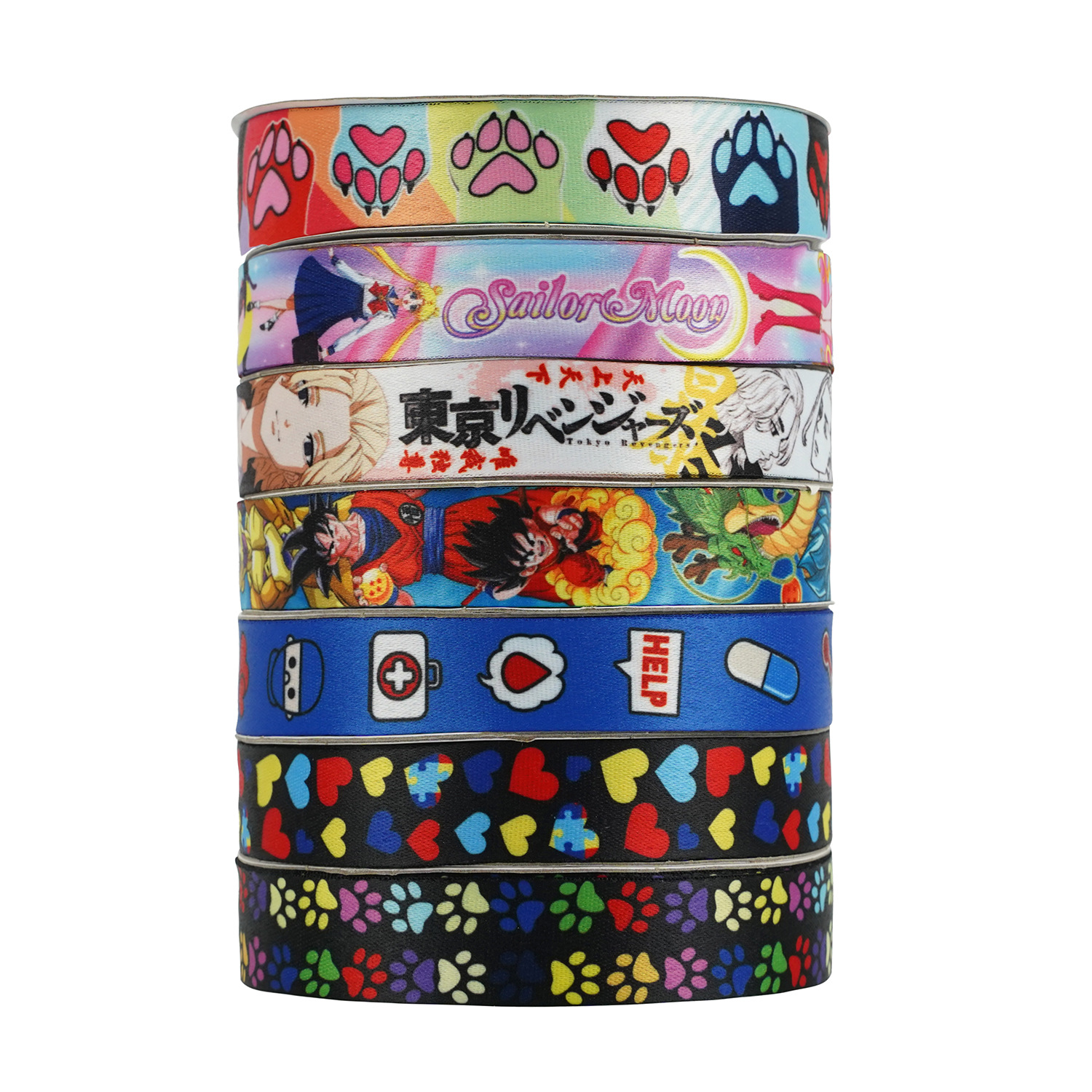 Cintas personalizadas cintas de espesamiento de impresión rotatoria en caliente cualquier patrón cintas de poliéster creativas para teléfonos móviles cintas de cuerda