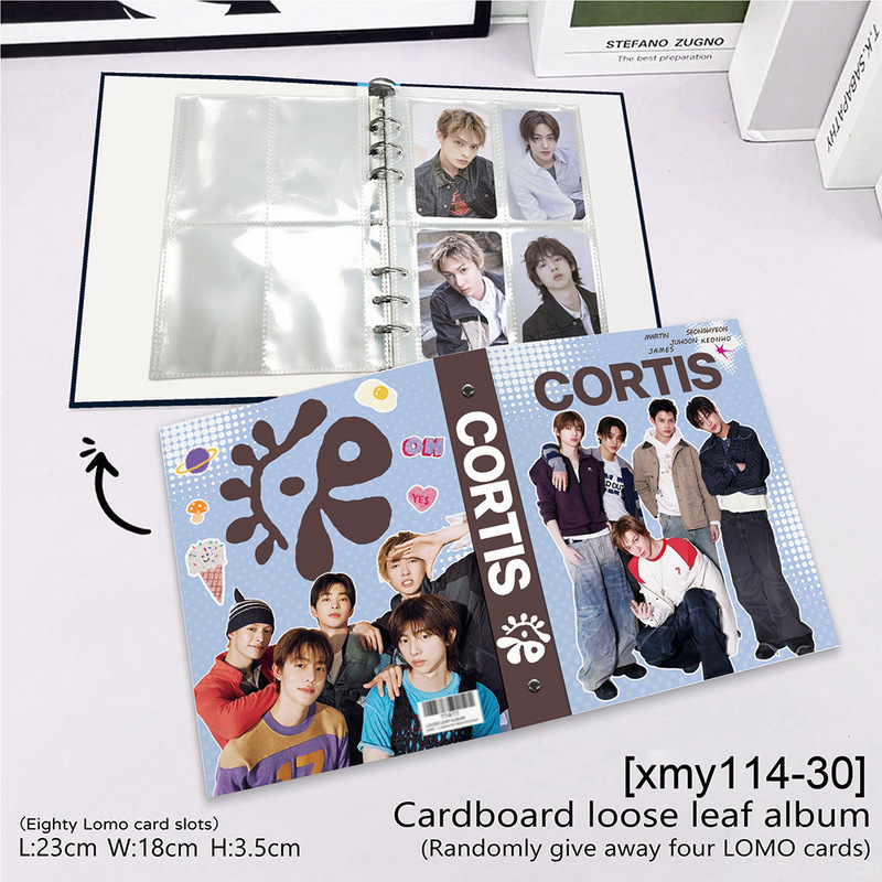 Cortis Korean-Style Cardboard Loose-Leaf Photo Album A5 Four-Grid Card Pages Double-Sided 80 Card Slots Card Album Bl Sr