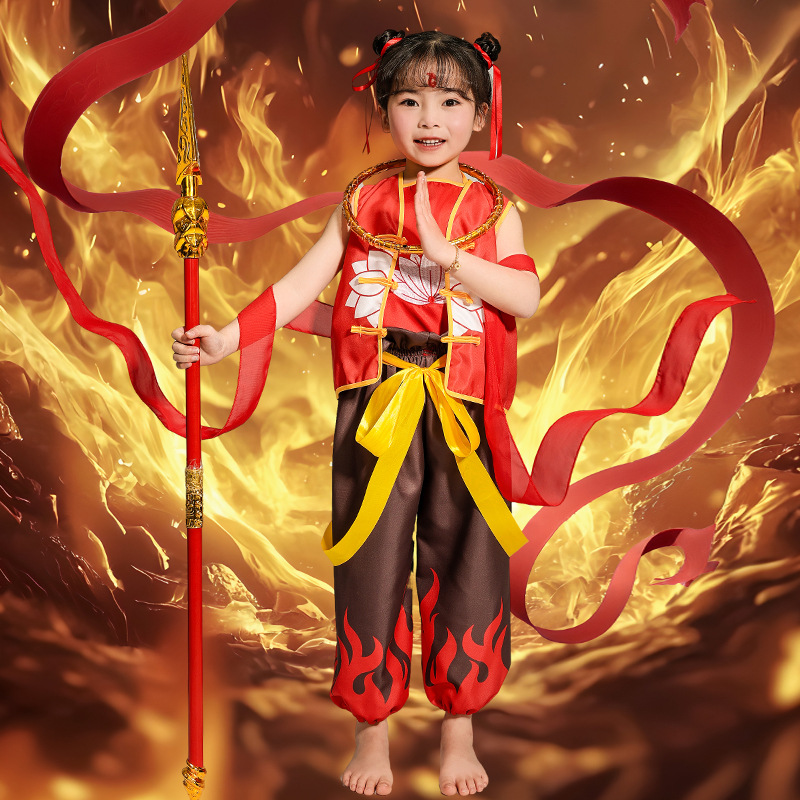 六一哪咤兒童服裝cos魔童降世全套同款小哪吒衣服動漫套裝演出服