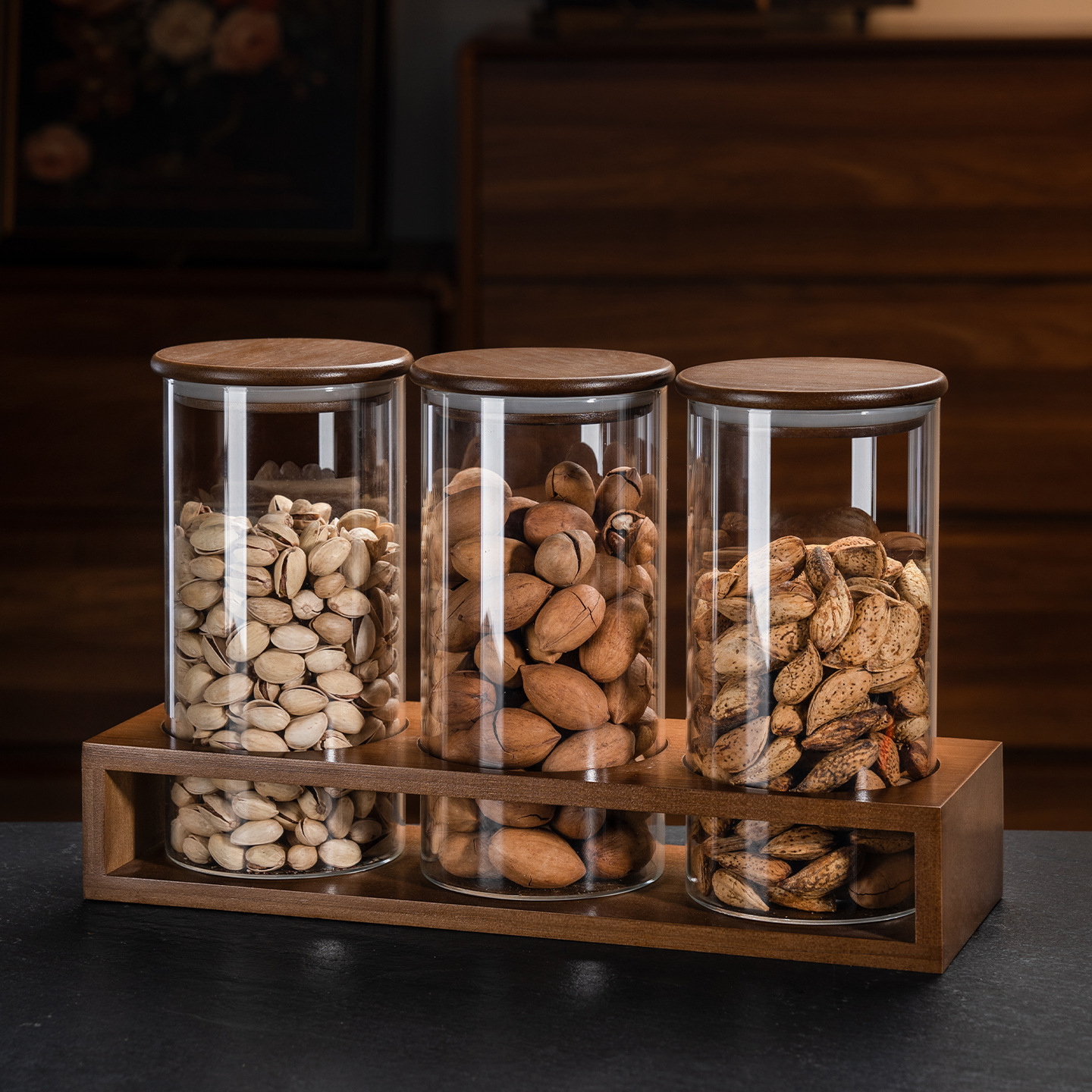 Tanque de almacenamiento de sellado de cocina tanque de almacenamiento de vidrio de gran capacidad tanque de almacenamiento de granos de nueces