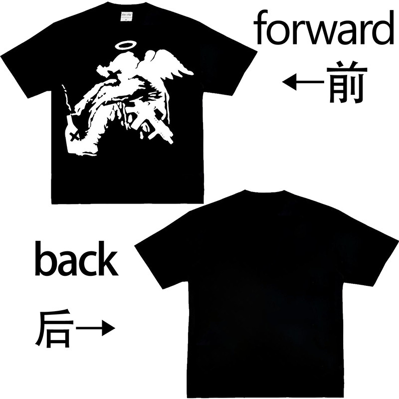 特大柄貿易Tシャツ 男女兼用 レトロY2KプリントTシャツ ストリートトレンド 男女兼用 クロスボーダー ヨーロッパとアメリカンスタイルのTシャツ|undefined