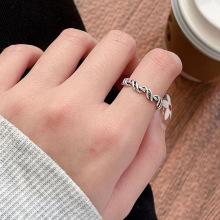 银瑞泰s925纯银独特缠绕复古开口戒指女轻奢小众设计精致高级感