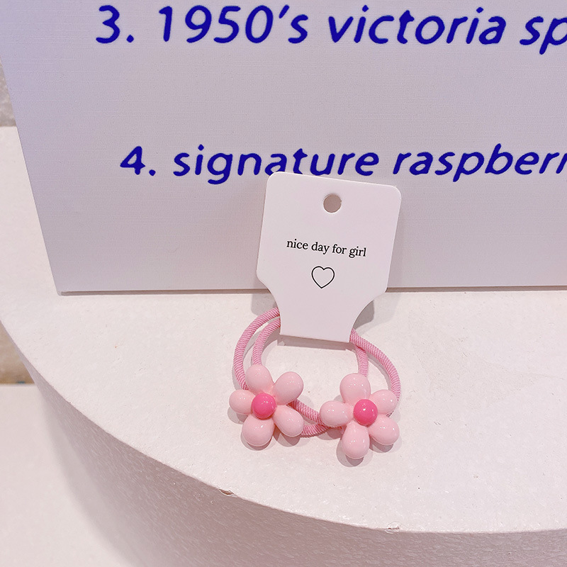 HD4351A025立體ins奶油花朵發圈新款兒童寶~簡約可愛頭繩皮筋髮飾