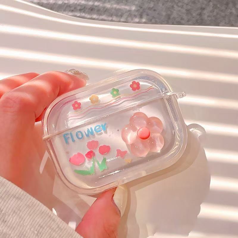 Pequeña funda de auriculares de flores frescas para Apple Airpods 4 funda de protección Airpodspro3 funda de auriculares image 3