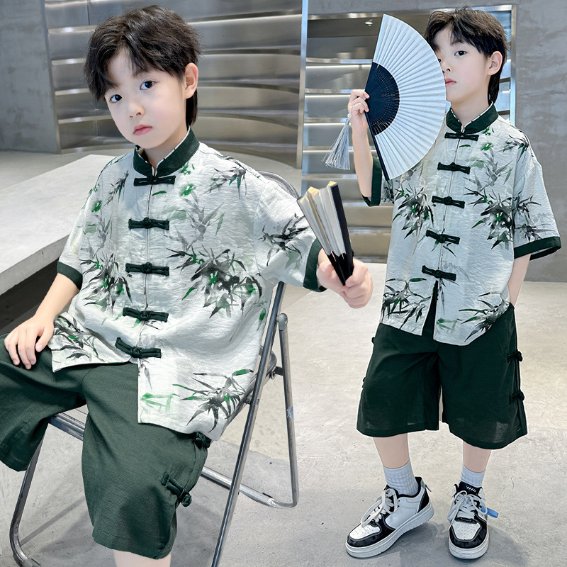 Boys' Hanfu suit 2025 New Summer CUHK Children's New Chinese Style Tang Suit for Boys Summer suit Boys' Hanfu suit 2025 New Summer CUHK Children's New Chinese Style Tang Suit for Boys Summer suit