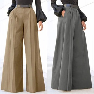 European and American cross-border Amazon new women's high waist wide leg pants flared pants fashionable elegant party wide leg pants