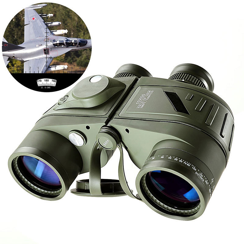 双筒望远镜船用10x50罗盘充氮防水高倍高清坐标测距军微光夜视