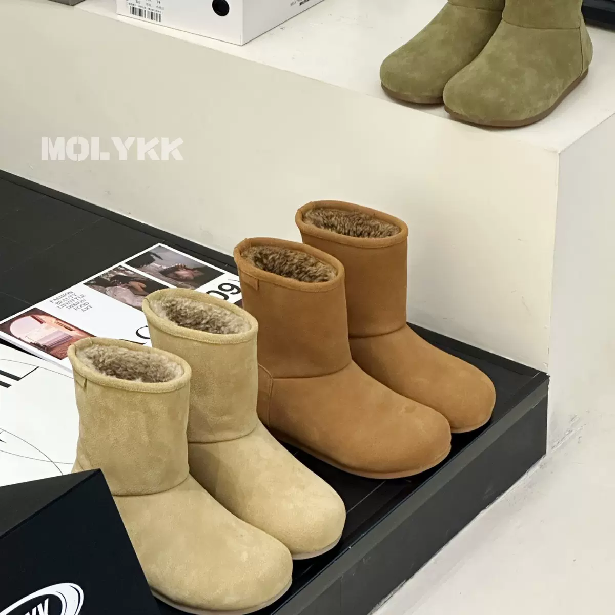 mollykiki韩版舒适平底ins雪地靴女2025秋冬新款防滑百搭休闲棉鞋