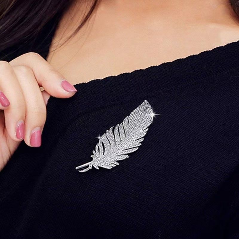 Spilla in argento con zirconi in stile coreano, per abito da donna, semplice accessorio alla moda per cappotto_voghion.com