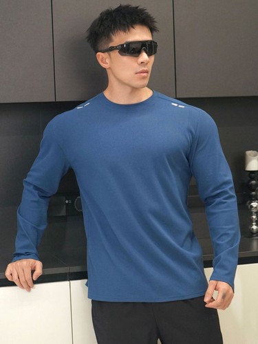 American Spring and Autumn New Trend Fitness Sports Basic Top Casual Everyday Japanese Crew Neck Stylish Long Sleeve T-shirt