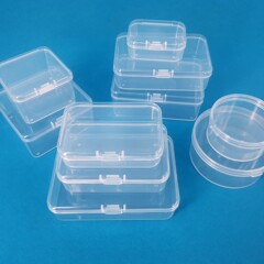 大量卸売り正方形ppプラスチック箱半高透明収納部品箱小製品包装箱