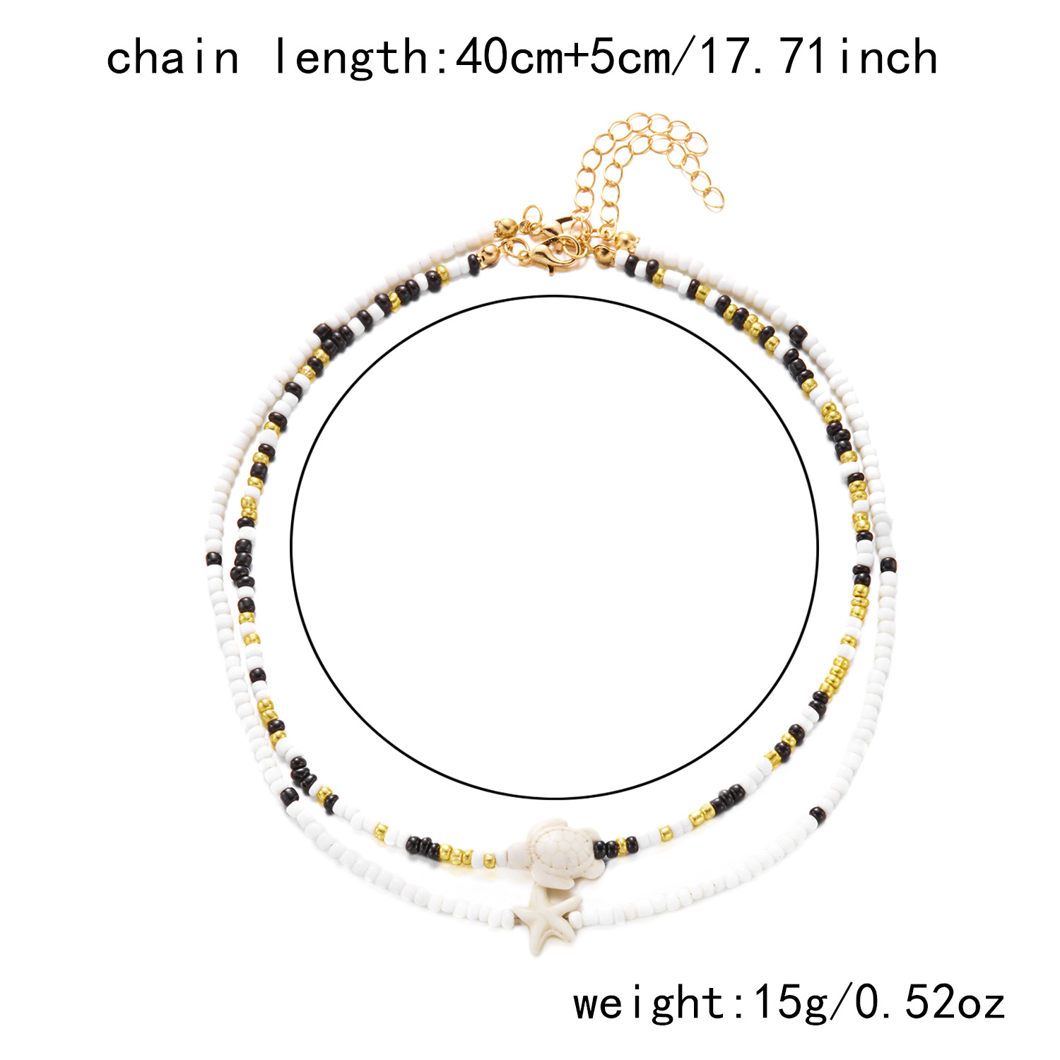 20g Weight Lobster Trigger Clasp Closure Clasp Closure Type Necklace Classification Seed Bead Chain Material Beaded Chain Chain Type 1 Piece Quantity Holiday, Travel Occasion Alloy, Seed Bead Material Tortoise, Starfish Pattern All Seasons Season Women's Gender Plating Design Cute, Beach Style Cute Beach Tortoise Starfish Alloy Seed Bead Beaded Chain Lobster Trigger Clasp Closure Beaded Necklaces Wholesale 25
