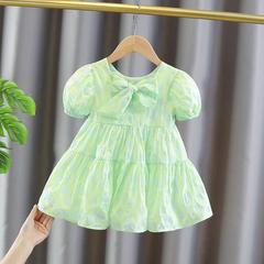 女童裙子夏款連衣裙2022韓版女孩洋氣女寶寶夏季泡泡袖公主裙新款