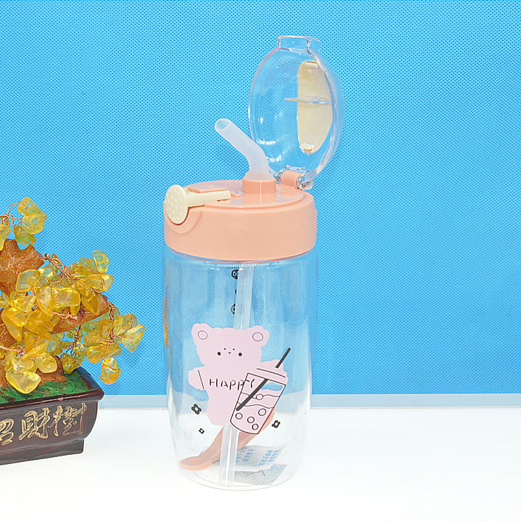 2022 nuevos dibujos animados lindo tapa elástica paja taza de agua niños portátil taza estudiante bebé taza de verano