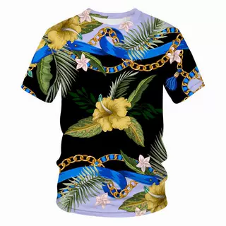 新款夏季 3d 打印男士休闲 t 恤短袖运动衣服上衣时尚