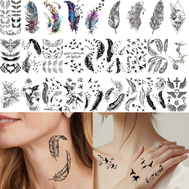 European and American Cross-Border Ins Bird Feather Temporary Tattoo Stickers Tk Realistic Tattoo Stickers Temu Amazon Tattoo European and American Cross-Border Ins Bird Feather Temporary Tattoo Stickers Tk Realistic Tattoo Stickers Temu Amazon Tattoo
