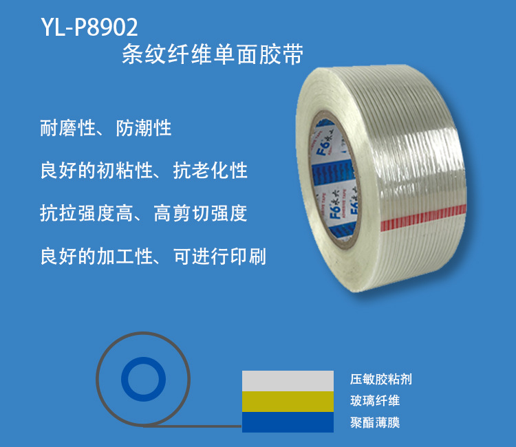 条纹玻璃纤维胶带捆扎固定包装 飞机航模型超强力条纹单面胶带