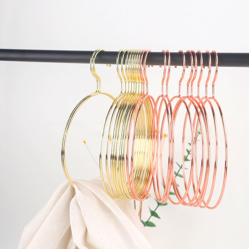 Percha redonda nórdica de oro rosa metal hierro bufanda redonda percha de alambre de gran diámetro toalla percha
