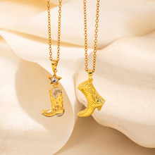 跨境牛仔靴热气球小熊吊坠项链女项链时尚百搭复古锁骨链新款潮