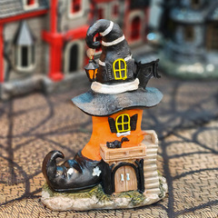 新しいハロウィン魔女ブーツハウス樹脂装飾品ホームデスクトップバーハロウィン雰囲気装飾小さな装飾品