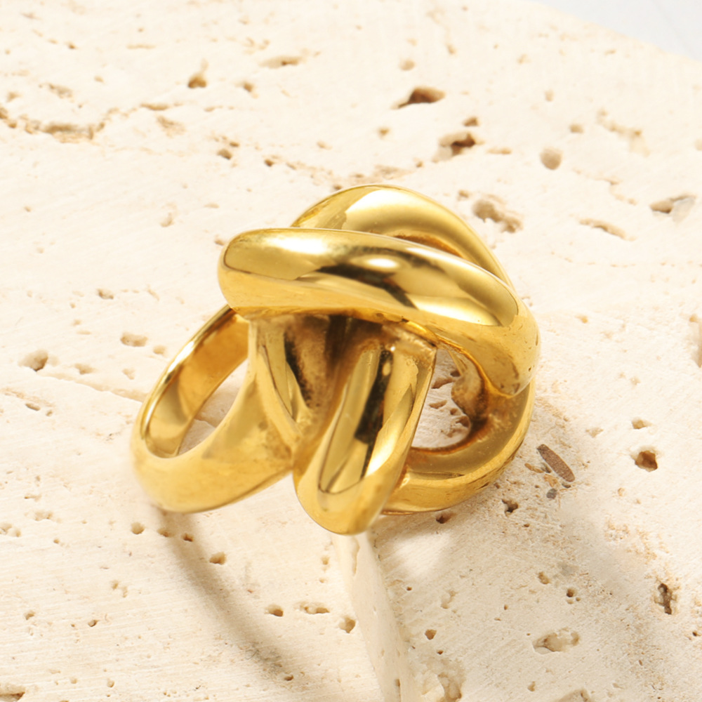 Vintage Style Geometric Solid Color Titanium Steel Plating 18k Gold Plated Rings display picture 3