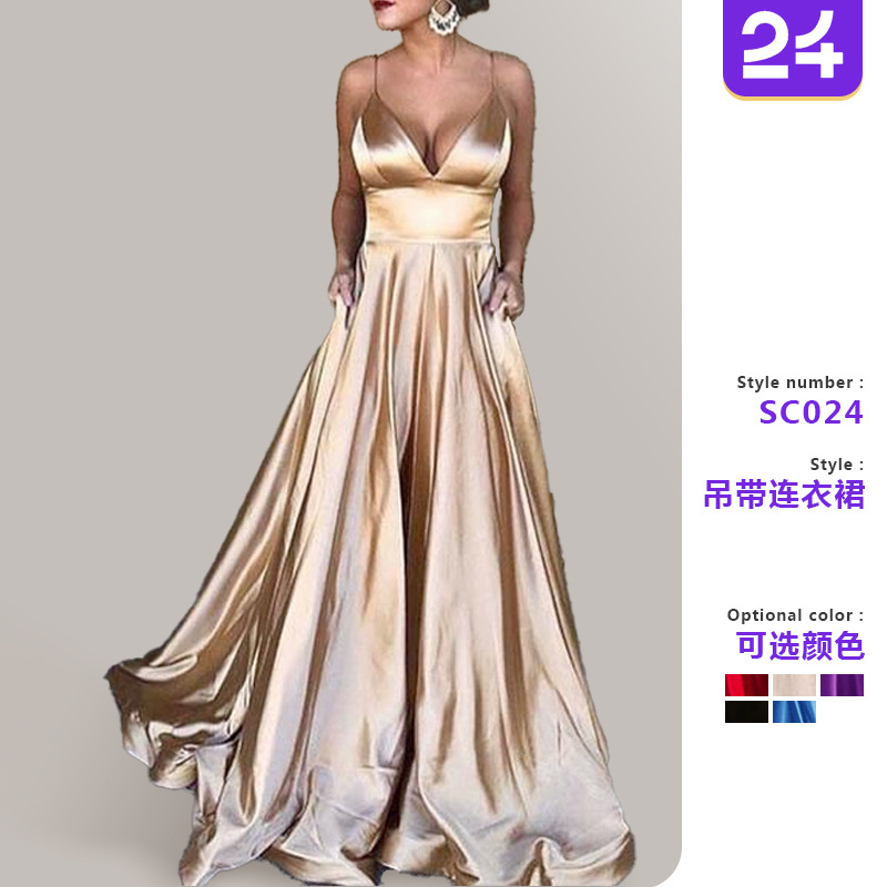 fashionable summer sexy solid color evening dress sleevless