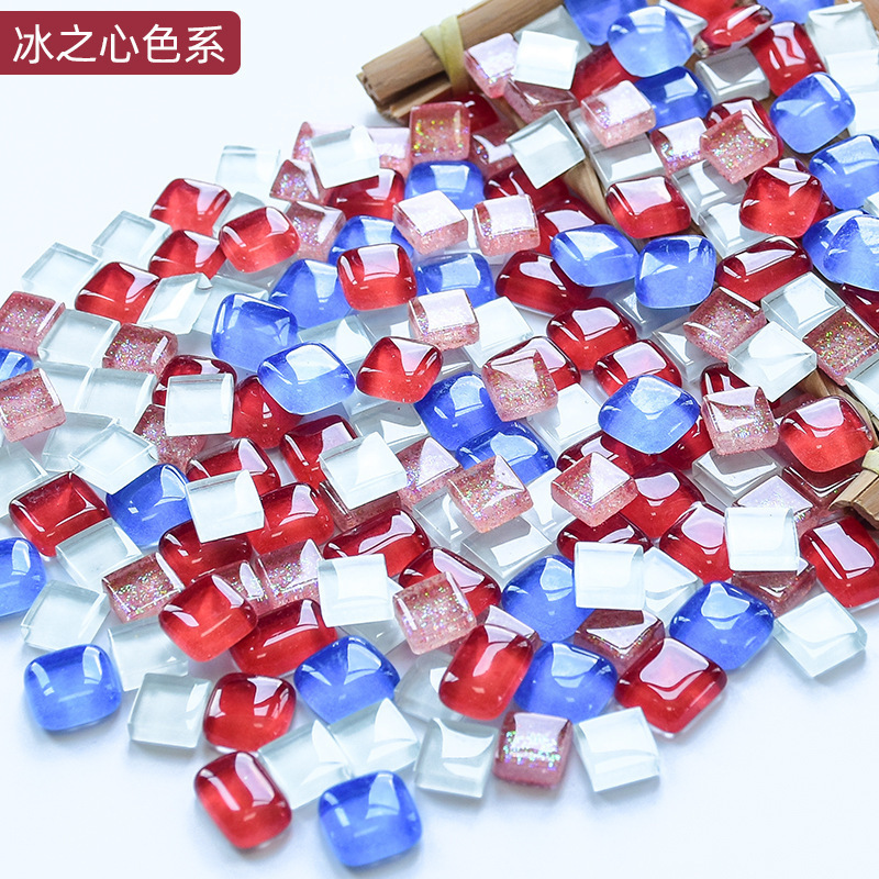 混合モザイク diy 手作りフリーストーンクリエイティブ生産材料カラークリスタルガラスルース粒子装飾自己粘着|undefined