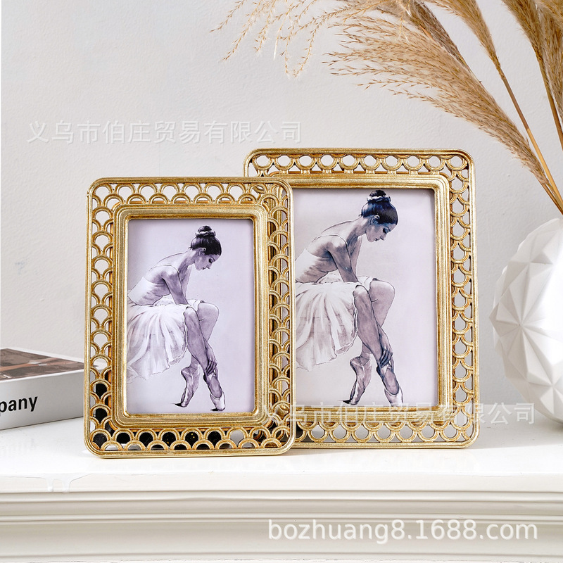 Vintage gold resin photo frame table ornaments wholesale interior decorations home decoration photo frame