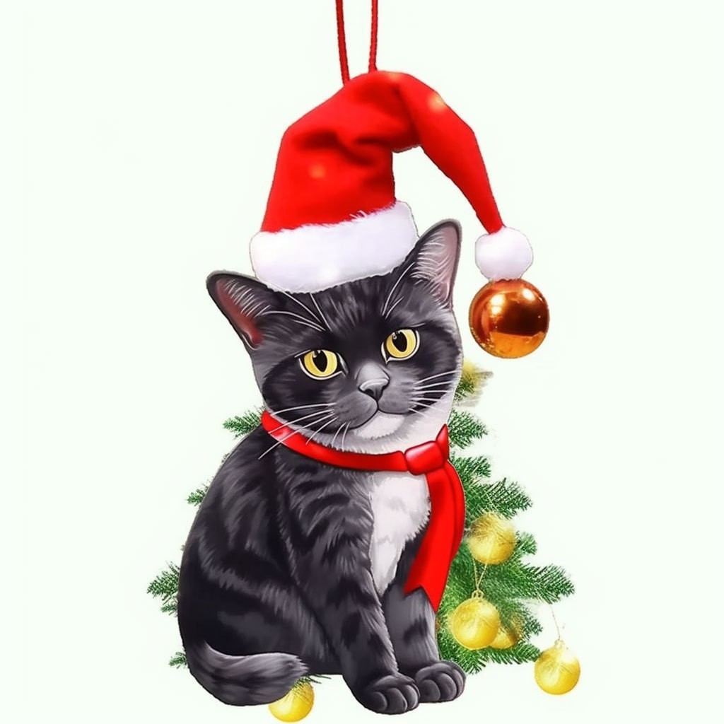 Navidad transfronteriza acrílico plano colgante creativo adorable gatos colgantes decoraciones de automóviles colgantes de árbol de Navidad