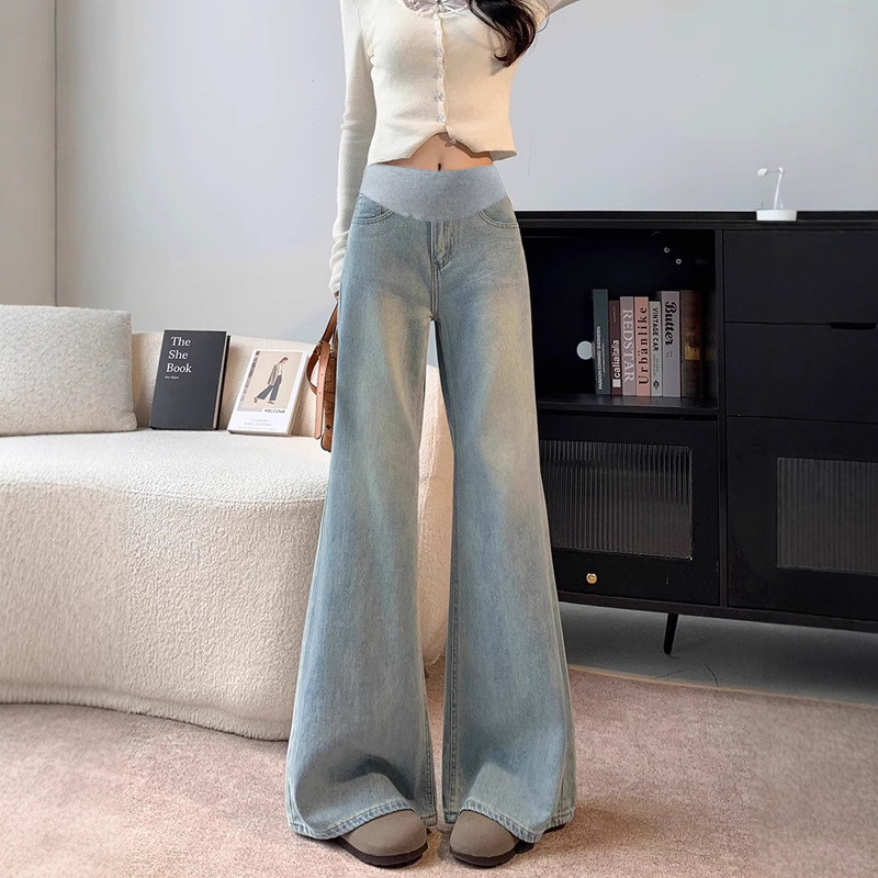 High-Quality Maternity Pants for Spring and Autumn, Denim Jeans for Fall and Winter, Slightly Flared Pants, Autumn Clothing, in Stock, One-Piece Drop Shipping