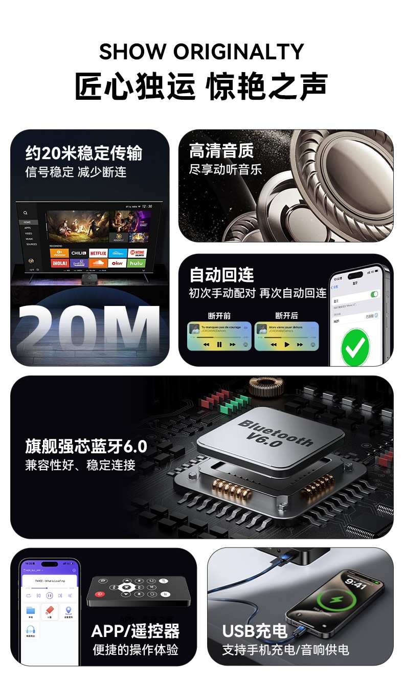 6.0 Bluetooth Receiver Modified Old Audio Amplifier Speaker Dedicated U Disk Driver-Free Adapter Module Stereo